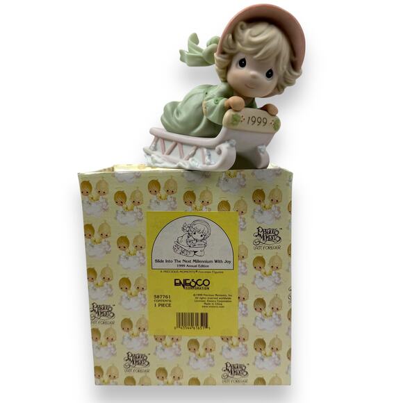1999 Slide Into The Next Millennium w/Joy PRECIOUS MOMENTS porcelain figurine - Picture 7 of 11